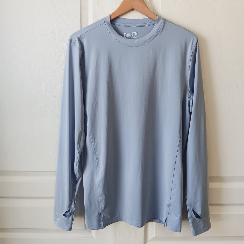 Duluth Men's Blue Shunburn Standard Fit Long Sleeve Crew Size M
